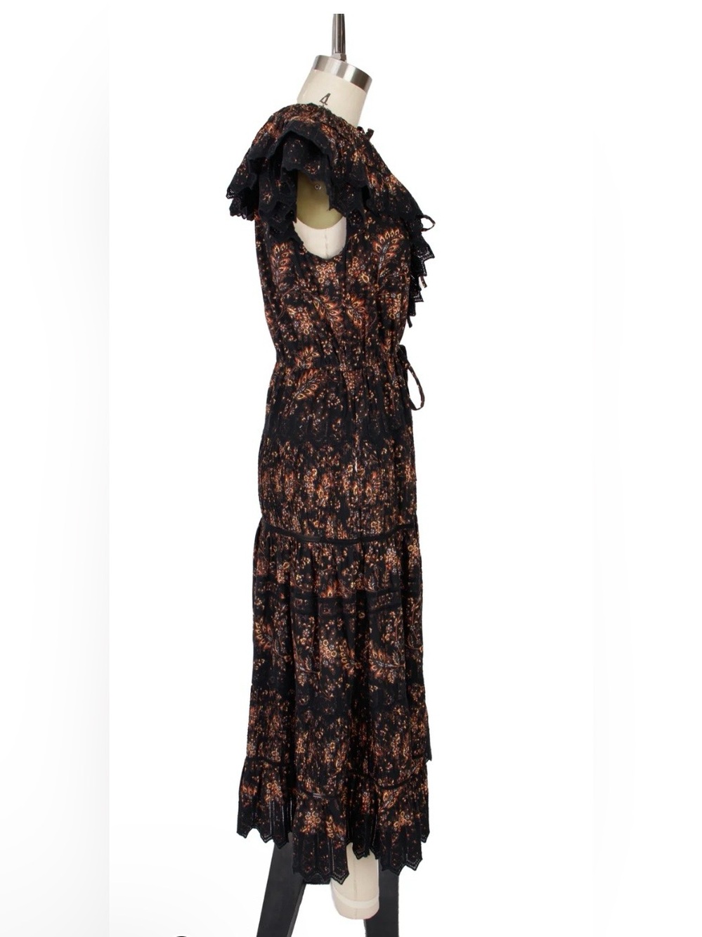 Ulla Johnson Jacqueline Dress Handmade Black Floral Lace Midi Dress - Picture 3 of 15